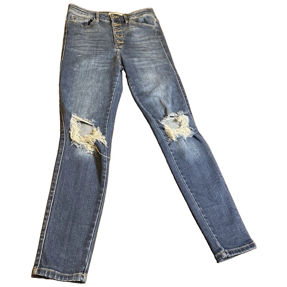 KanCan Signature Womens Jeans Size 28 Distressed Skinny Button Fly Stretch Denim